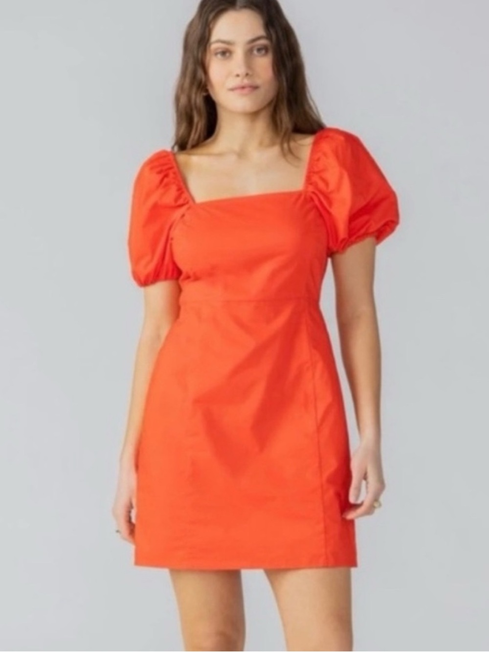 Sanctuary Bright Orange Poplin Dress Fully Lined  100% Cotton Size 6